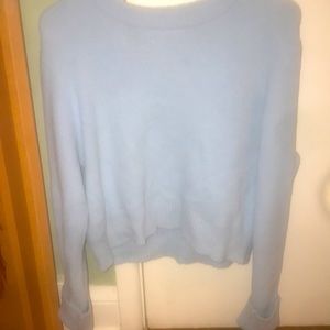 Fuzzy blue cropped sweater, size large, hang dry.